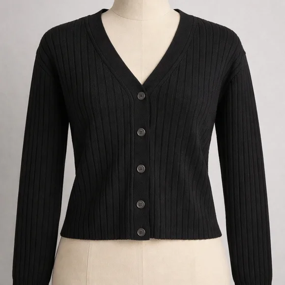 Abercrombie & Fitch Black Ribbed Cardigan - Picture 1 of 6